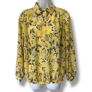 Da-Rue Vintage Yellow Butterfly Print Women's Top 14